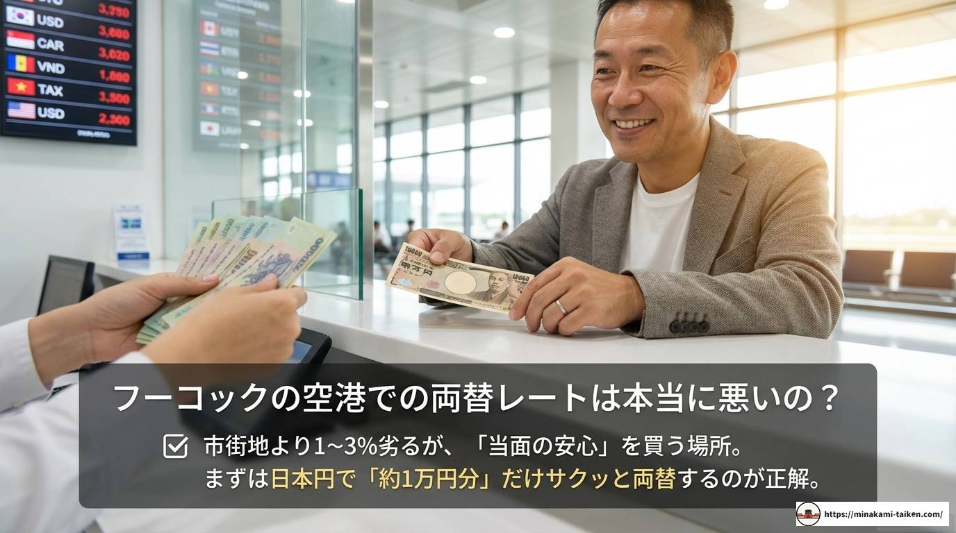 フーコックの空港で両替を賢く!レートやおすすめATM徹底解説