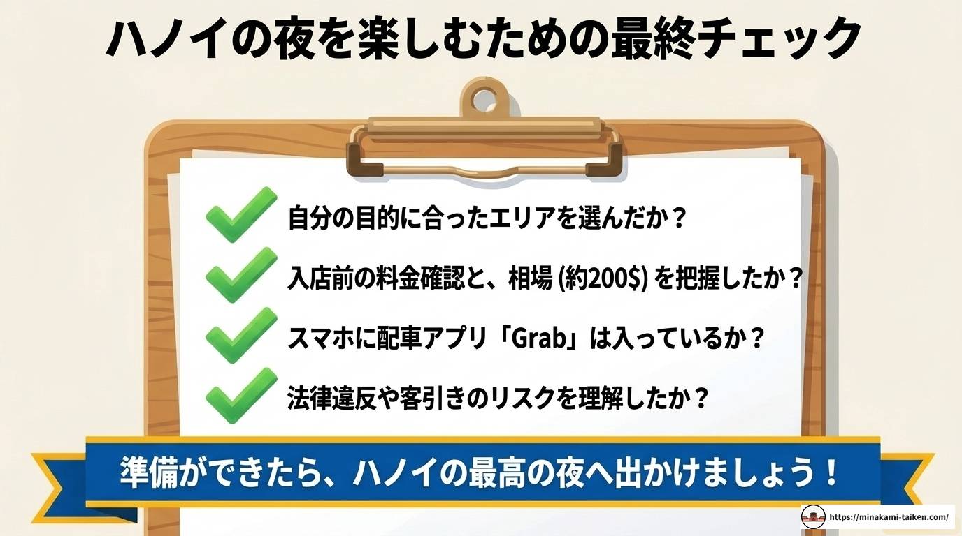 ハノイ夜遊び完全ガイド|エリア別特徴・料金相場・安全対策